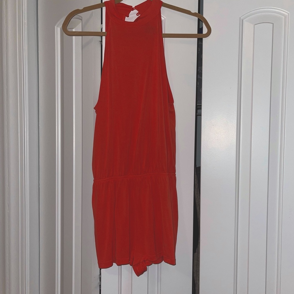 Forever 21 Coral Open Back Romper